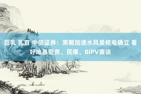 巨乳 乳首 中信证券：策略加速水风景核电确立 看好地基贬责、民爆、BIPV赛谈