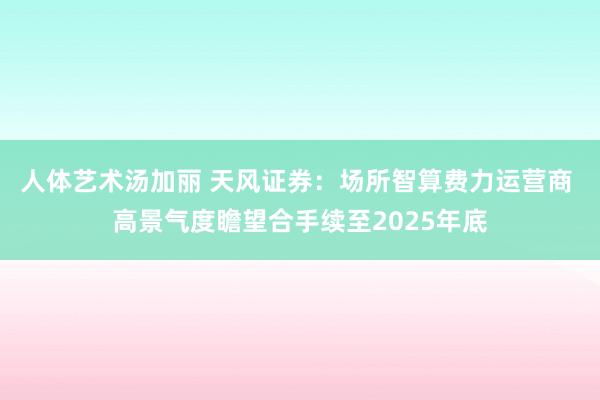 人体艺术汤加丽 天风证券：场所智算费力运营商 高景气度瞻望合手续至2025年底