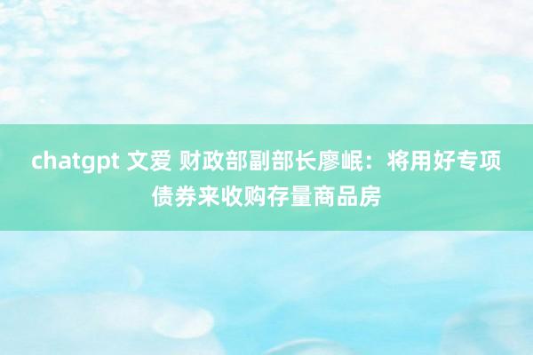 chatgpt 文爱 财政部副部长廖岷：将用好专项债券来收购存量商品房