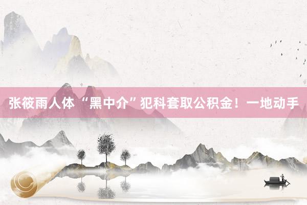 张筱雨人体 “黑中介”犯科套取公积金！一地动手